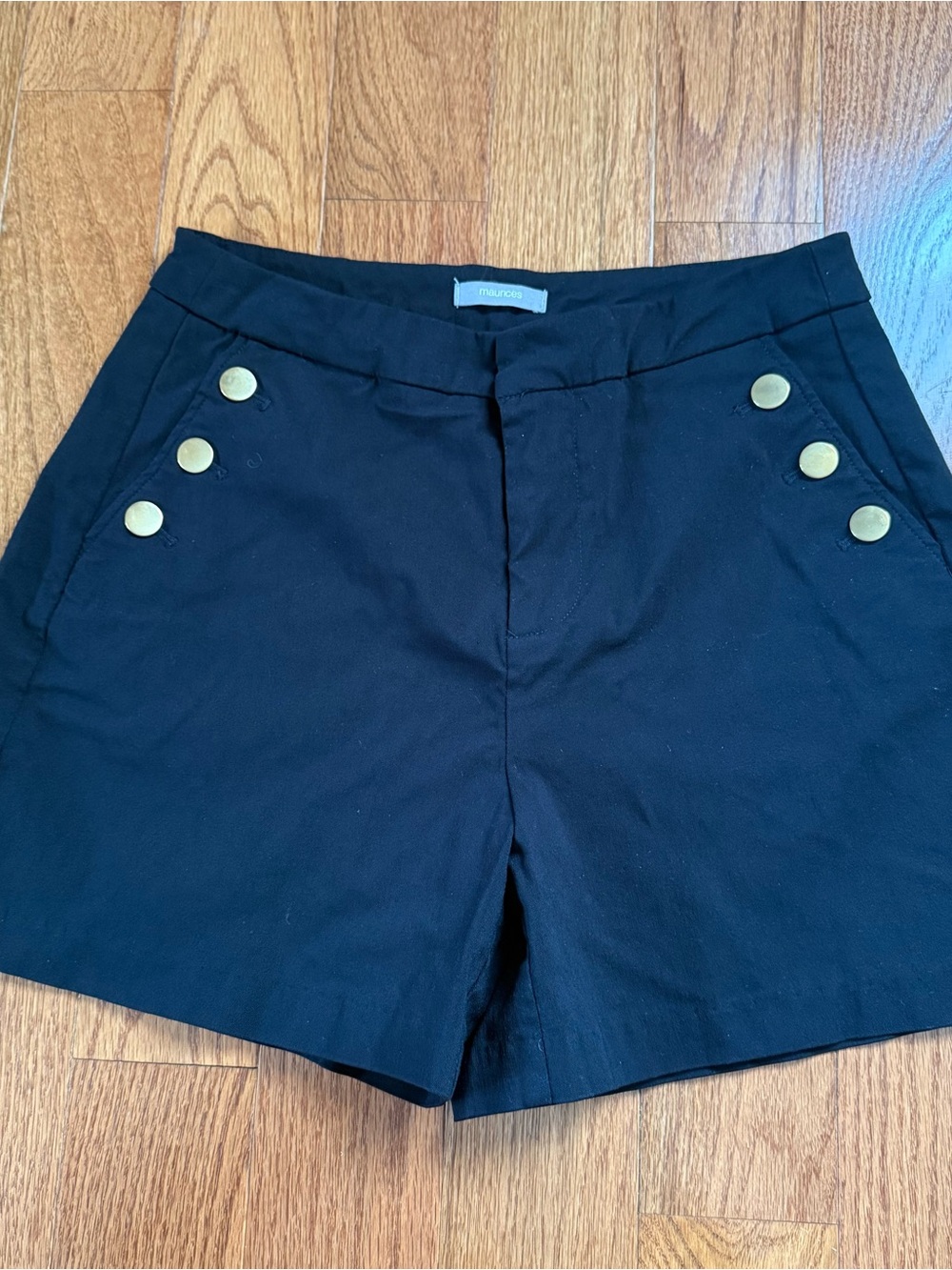 Maurices Vintage Inspired Black High-Waist Shorts with Gold Buttons